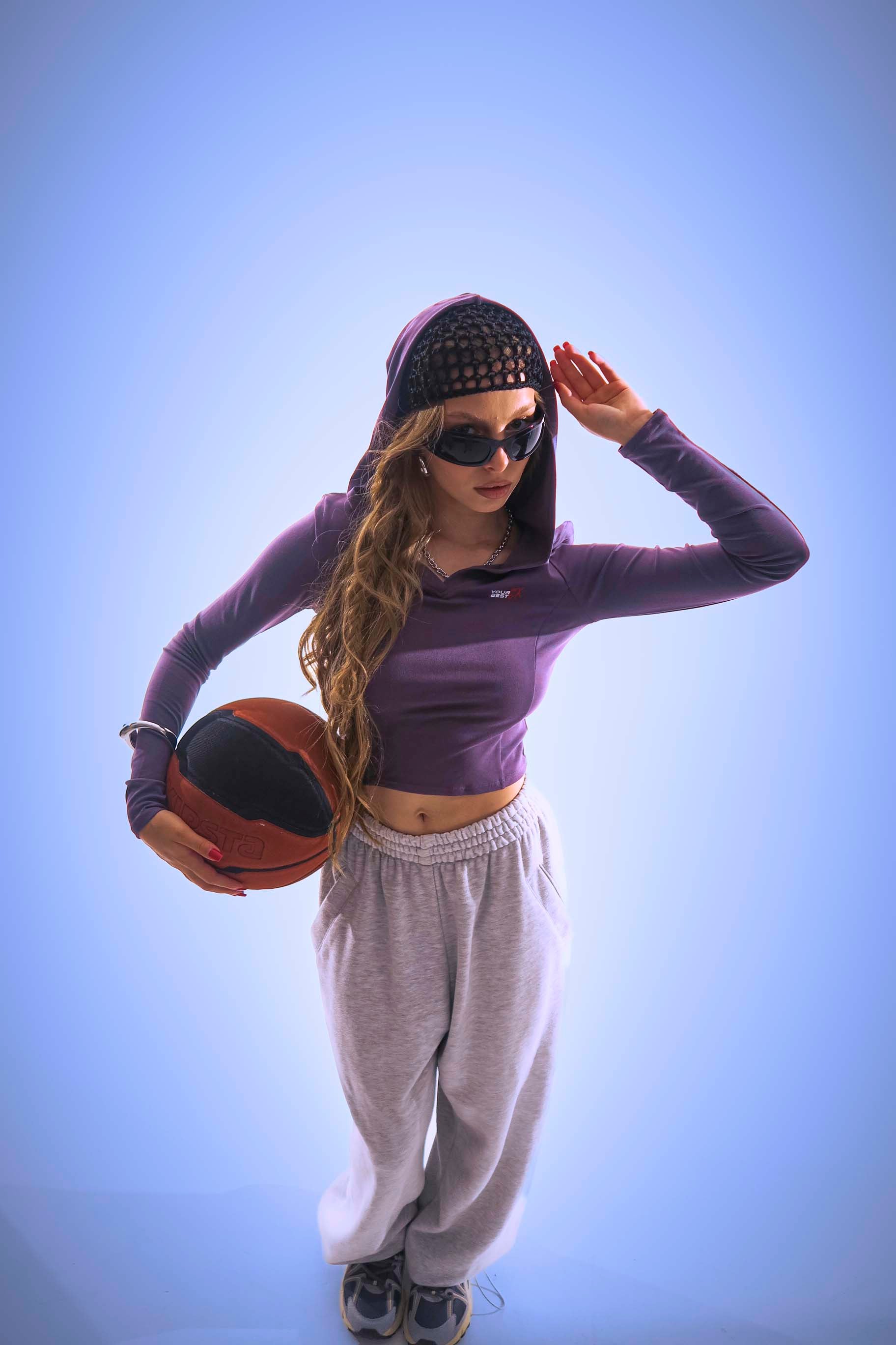FlowFit Cropped Longsleeve Grey Hoodie