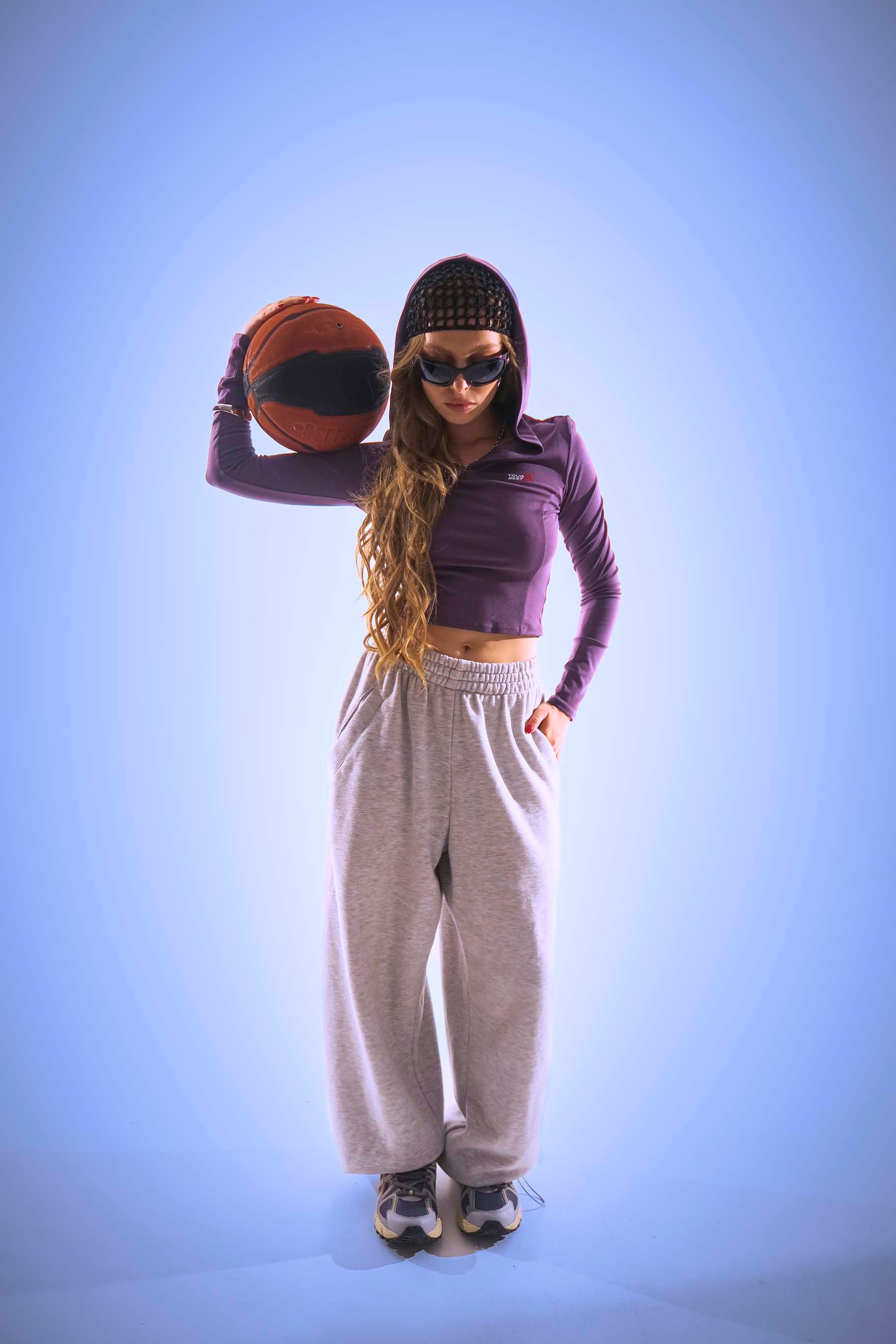 FlowFit Cropped Longsleeve Grey Hoodie