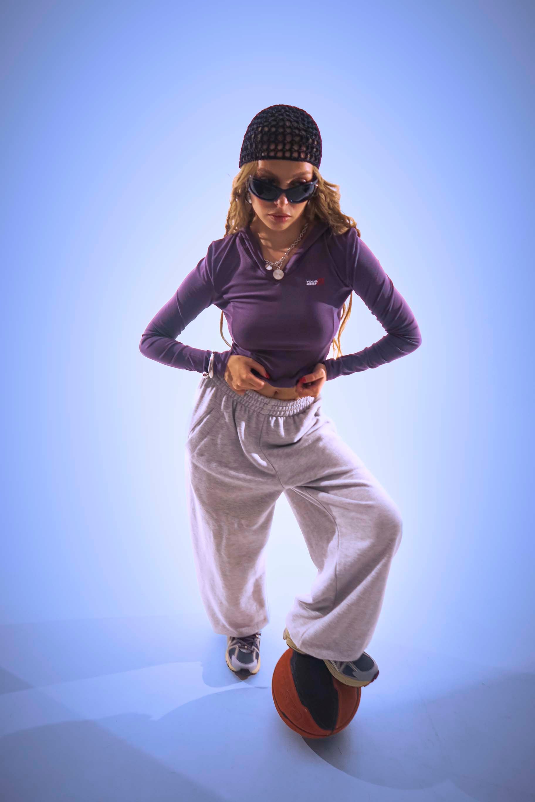 FlowFit Cropped Longsleeve Grey Hoodie