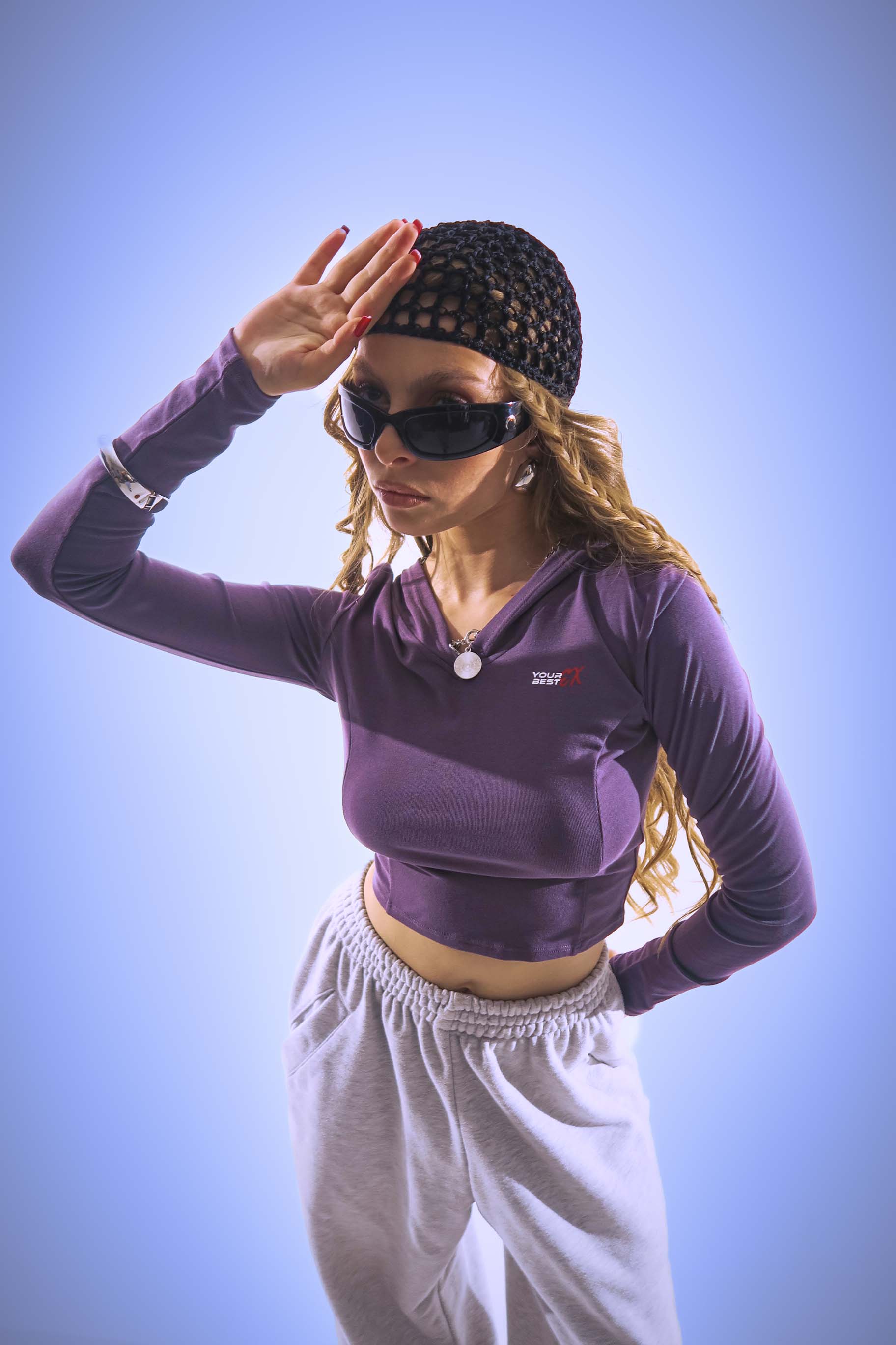 FlowFit Cropped Longsleeve Grey Hoodie