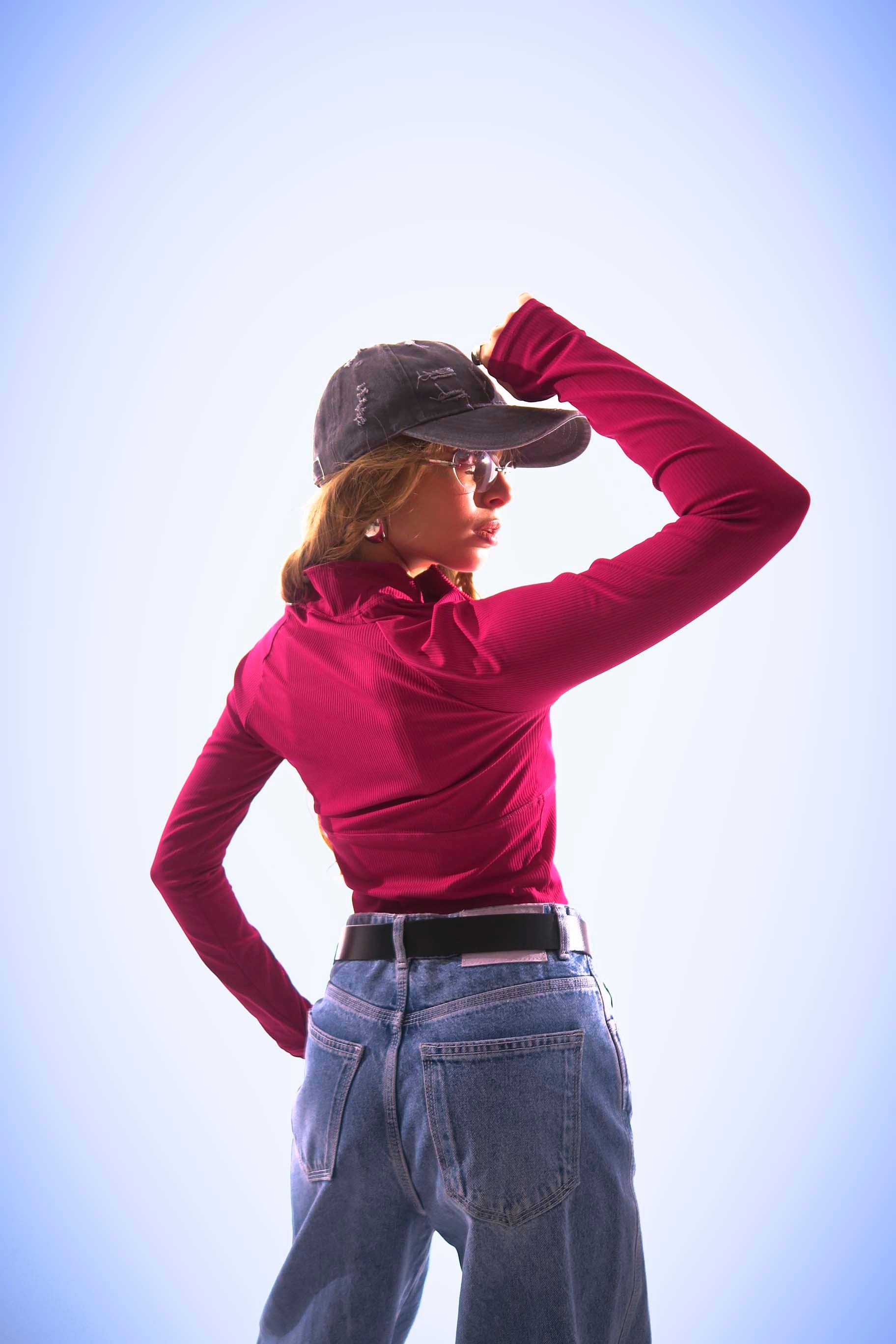 PowerRib Zip Crop Pink Longsleeve