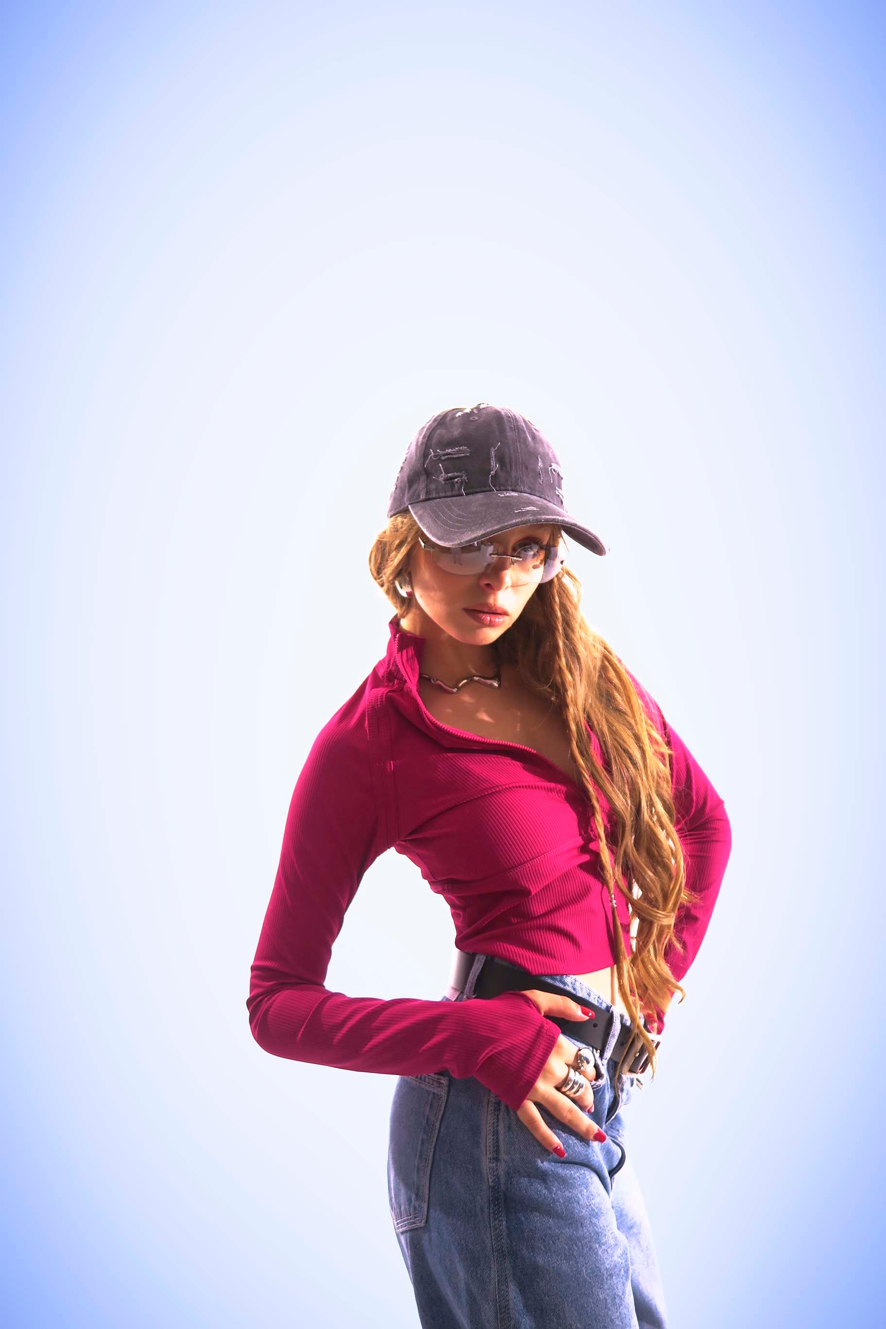 PowerRib Zip Crop Pink Longsleeve