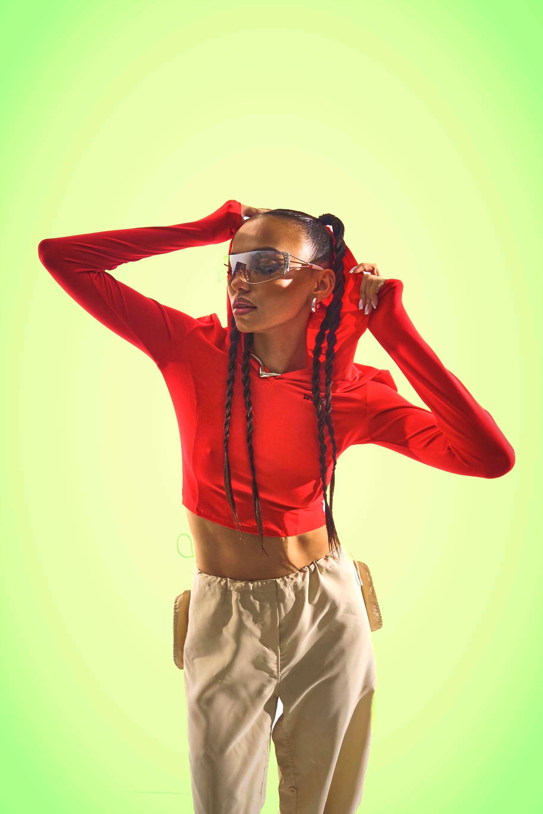 FlowFit Cropped Longsleeve Red Hoodie