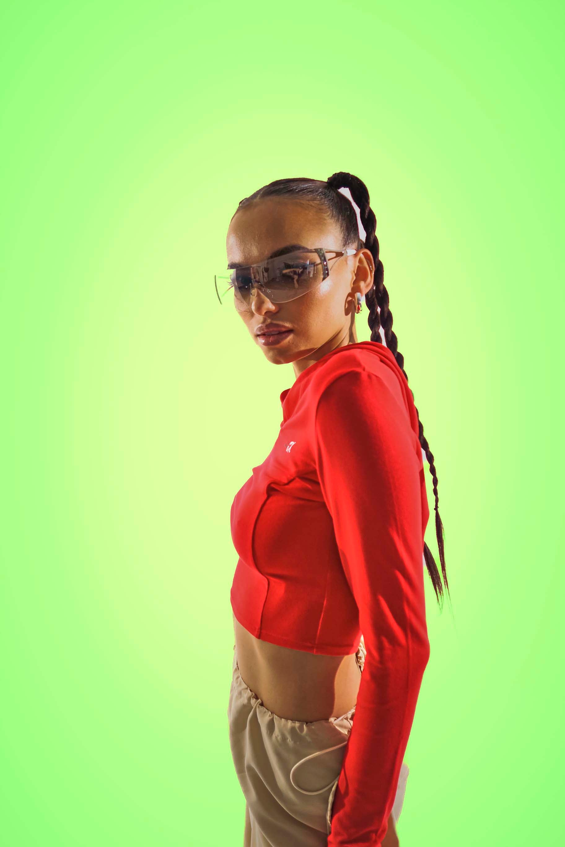FlowFit Cropped Longsleeve Red Hoodie