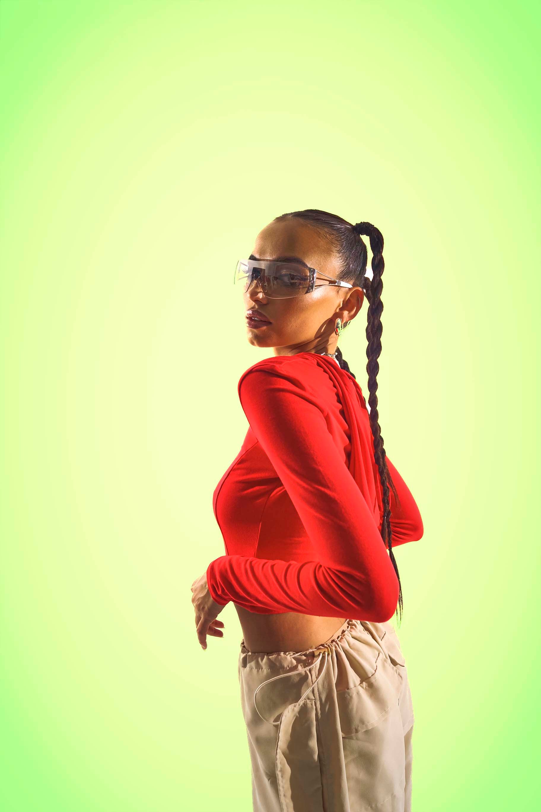 FlowFit Cropped Longsleeve Red Hoodie